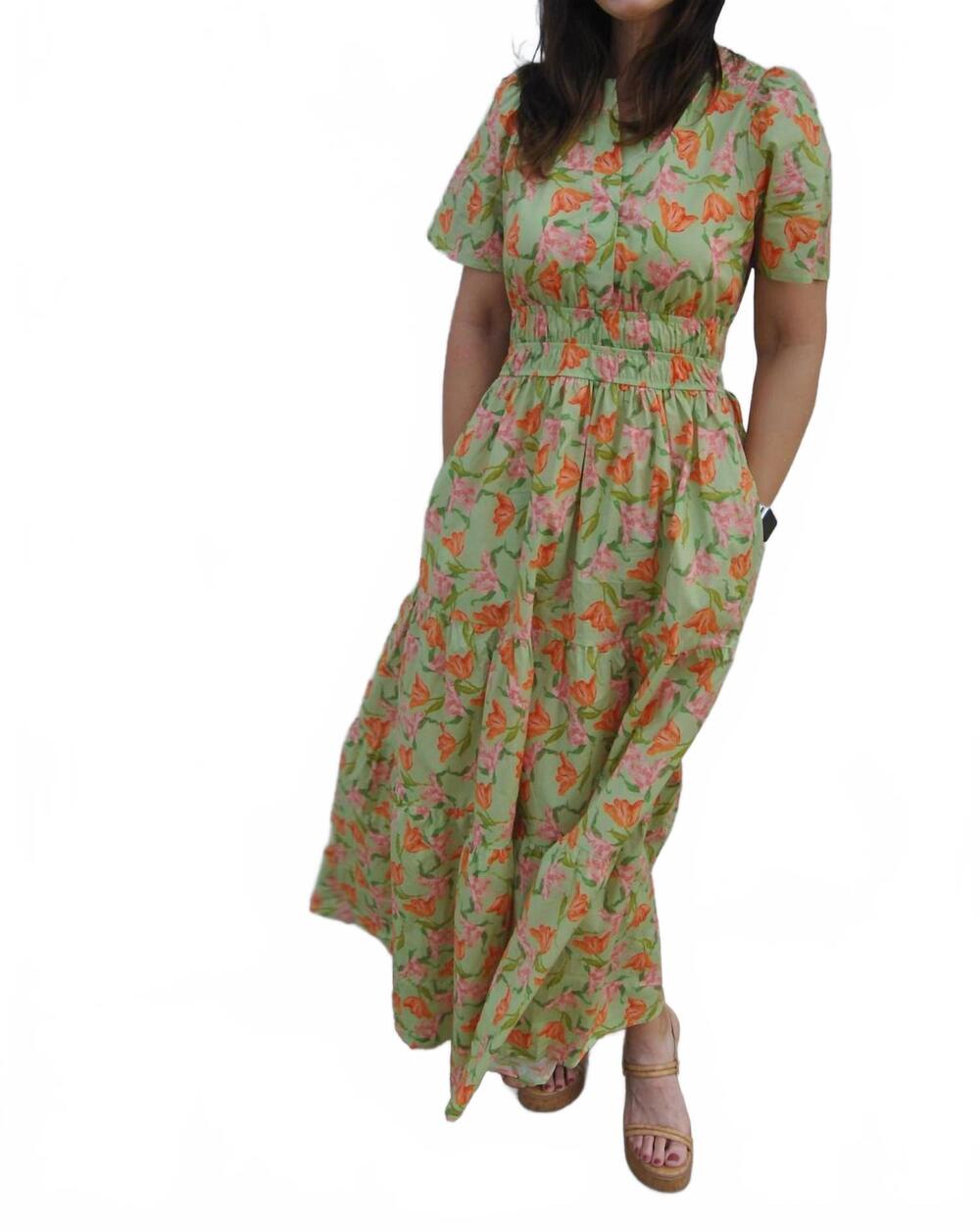 NEW SAGE & CLARE floral maxi dress in green